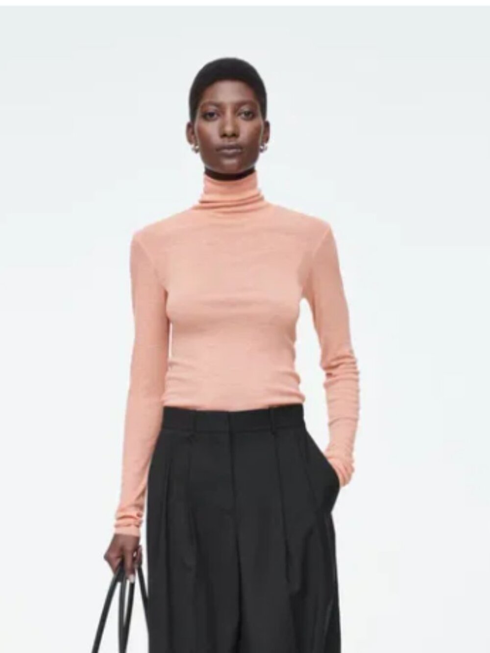 COS merino wool turtleneck in soft apricot, L